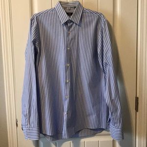 HUGO BOSS REG. FIT MENS BLUE STRIPED DRESS SHIRT